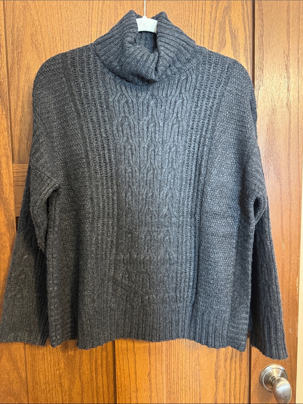 Joie Charcoal Gray Cable Knit Turtleneck Sweater